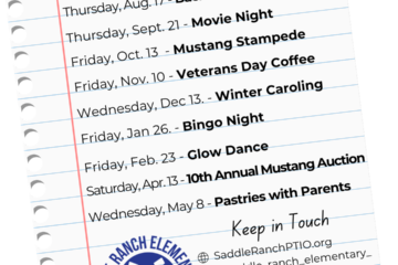 2023-2024 Saddle Ranch Elementary School PTIO Events Calendar