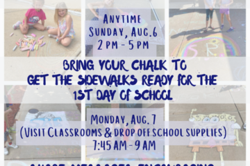 Bring your chalk and help get the sidewalks ready to usher in the new school year.